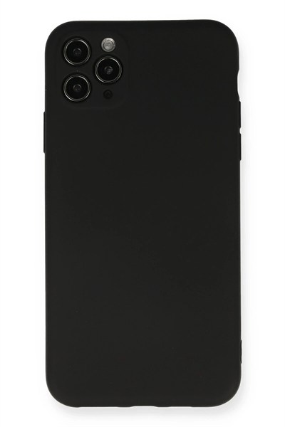 Mey İthalat®  iPhone 11 Pro Max Kılıf Nano içi Kadife Silikon - Siyah