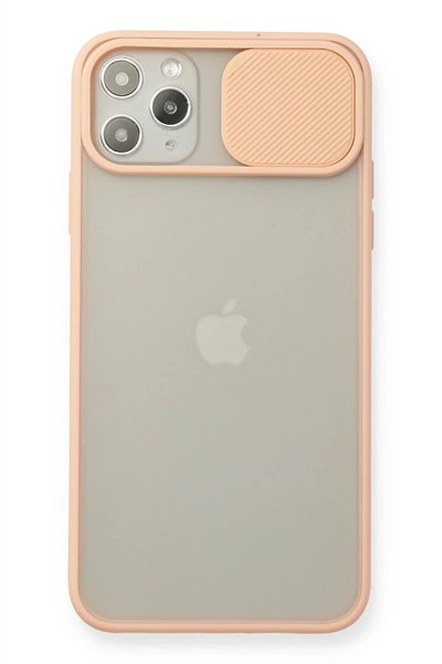 Mey İthalat®  iPhone 11 Pro Max Kılıf Palm Buzlu Kamera Sürgülü Silikon - Pembe