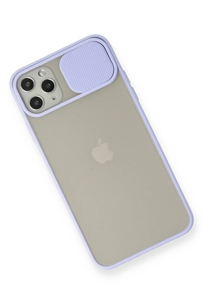 Mey İthalat®  iPhone 11 Pro Max Kılıf Palm Buzlu Kamera Sürgülü Silikon - Lila