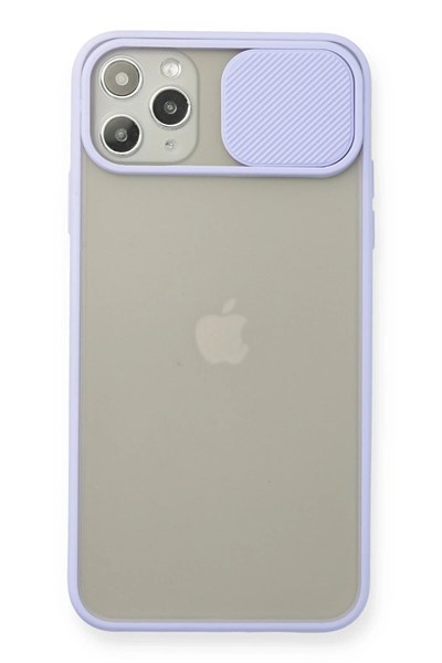 Mey İthalat®  iPhone 11 Pro Max Kılıf Palm Buzlu Kamera Sürgülü Silikon - Lila