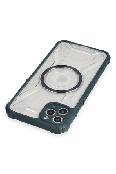 Mey İthalat®  iPhone 11 Pro Max Kılıf Prag Magneticsafe Kapak - Koyu Yeşil