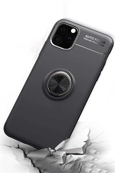 Mey İthalat®  iPhone 11 Pro Max Kılıf Range Yüzüklü Silikon - Kırmızı