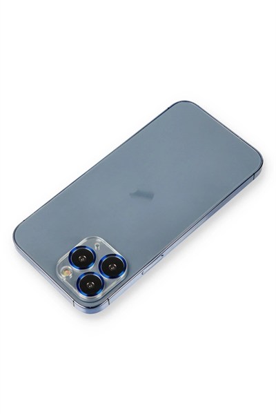 Mey İthalat®  iPhone 11 Pro Max Metal Kamera Lens Koruma Cam - Mavi