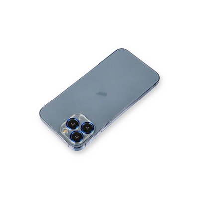 Mey İthalat®  iPhone 11 Pro Max Metal Kamera Lens Koruma Cam - Mavi