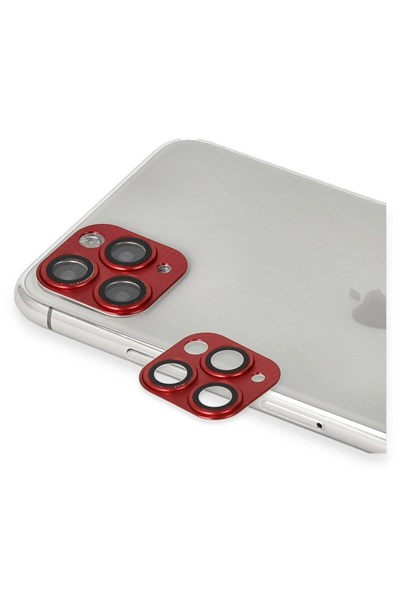 Mey İthalat®  iPhone 11 Pro Max Pers Alüminyum Kamera Lens - Kırmızı