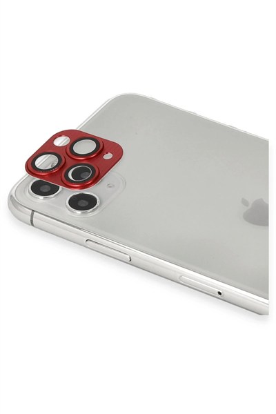 Mey İthalat®  iPhone 11 Pro Max Pers Alüminyum Kamera Lens - Kırmızı
