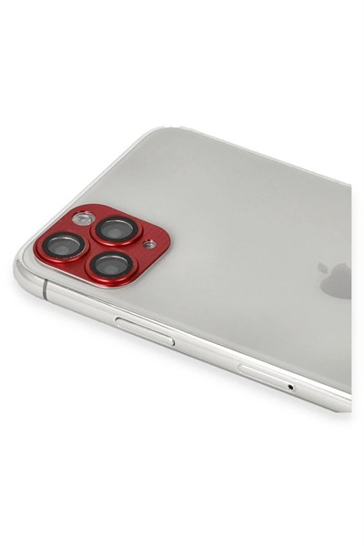 Mey İthalat®  iPhone 11 Pro Max Pers Alüminyum Kamera Lens - Kırmızı
