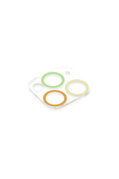 Mey İthalat®  iPhone 11 Pro Max Renkli Kamera Lens Koruma Cam - Sarı-Turuncu