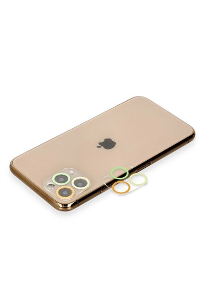 Mey İthalat®  iPhone 11 Pro Renkli Kamera Lens Koruma Cam - Pembe-Mavi