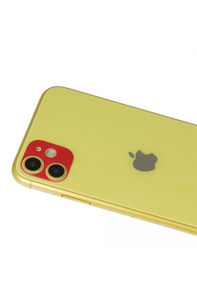 Mey İthalat®  iPhone 11 Rainbow Kamera Lens Koruma Cam - Kırmızı