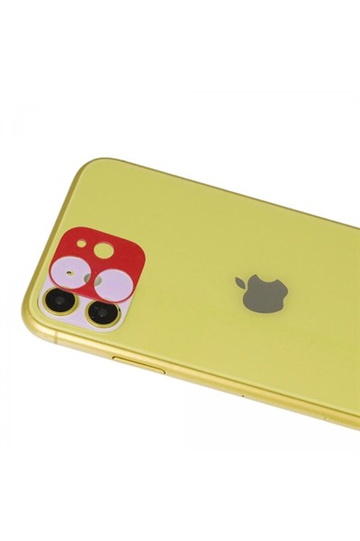 Mey İthalat®  iPhone 11 Rainbow Kamera Lens Koruma Cam - Kırmızı
