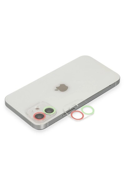 Mey İthalat®  iPhone 11 Renkli Kamera Lens Koruma Cam - Yeşil-Pembe
