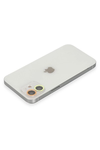 Mey İthalat®  iPhone 11 Renkli Kamera Lens Koruma Cam - Sarı-Turuncu