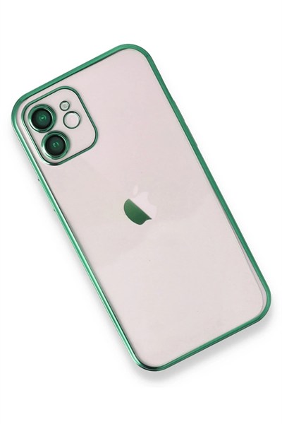 Mey İthalat®  iPhone 12 Kılıf  Lensli Silikon - Yeşil