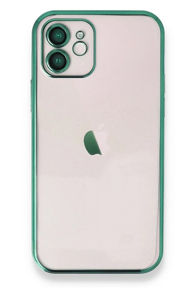 Mey İthalat®  iPhone 12 Kılıf  Lensli Silikon - Yeşil