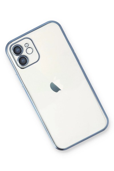 Mey İthalat®  iPhone 12 Kılıf  Lensli Silikon - Açık Mavi