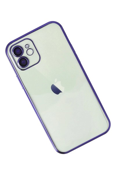 Mey İthalat®  iPhone 12 Kılıf  Lensli Silikon - Mor