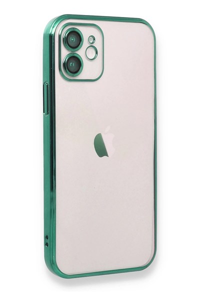 Mey İthalat®  iPhone 12 Kılıf  Lensli Silikon - Yeşil