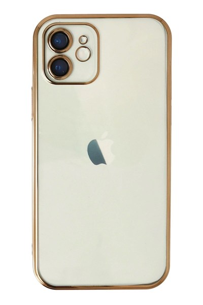 Mey İthalat®  iPhone 12 Kılıf  Lensli Silikon - Gold