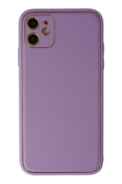 Mey İthalat®  iPhone 12 Kılıf Coco Deri Silikon Kapak - Lila