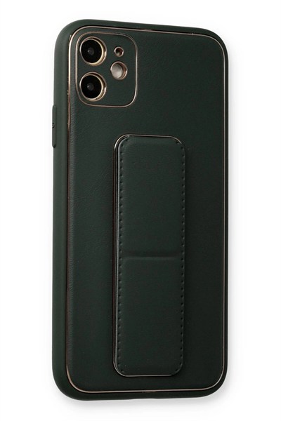 Mey İthalat®  iPhone 12 Kılıf Coco Deri Standlı Kapak - Füme