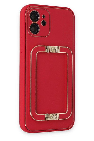 Mey İthalat®  iPhone 12 Kılıf Coco Elit Kapak - Kırmızı