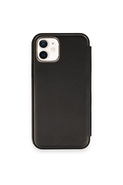 Mey İthalat®  iPhone 12 Kılıf Dolpin Kapaklı - Siyah