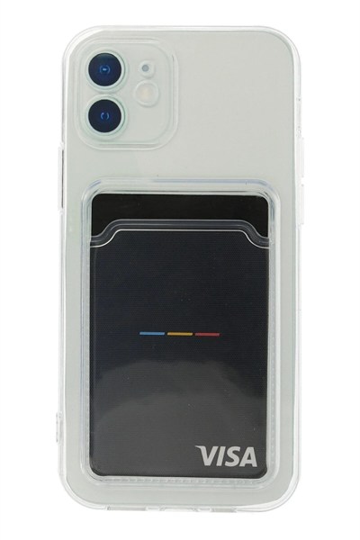 Mey İthalat®  iPhone 12 Kılıf Kart Şeffaf Silikon - Şeffaf