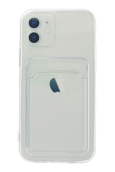 Mey İthalat®  iPhone 12 Kılıf Kart Şeffaf Silikon - Şeffaf