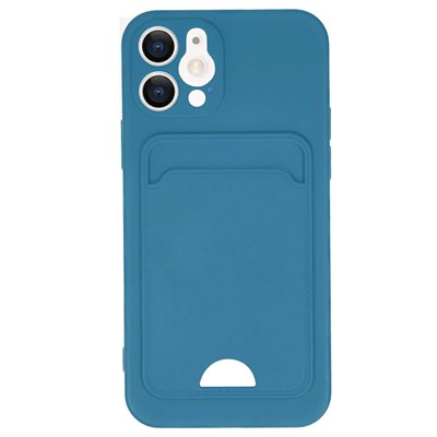 Mey İthalat®  iPhone 12 Kılıf Kelvin Kartvizitli Silikon - Mavi