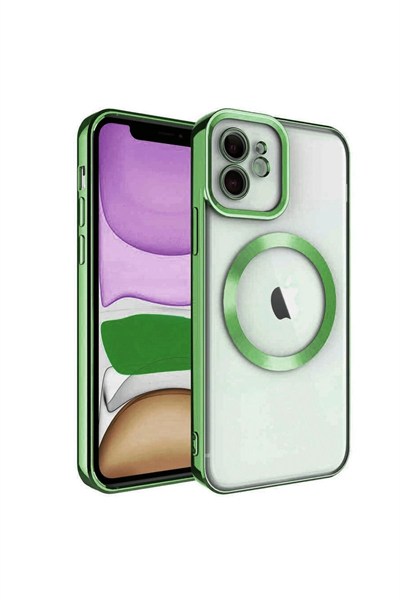 Mey İthalat®  iPhone 12 Kılıf Kross Magneticsafe Kapak - Koyu Yeşil