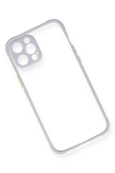 Mey İthalat®  iPhone 12 Kılıf Miami Şeffaf Silikon - Lila