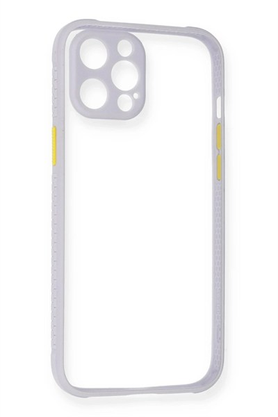 Mey İthalat®  iPhone 12 Kılıf Miami Şeffaf Silikon - Lila