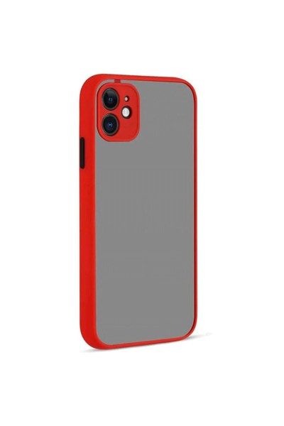 Mey İthalat®  iPhone 12 Kılıf Montreal Silikon Kapak - Kırmızı