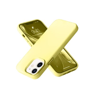 Mey İthalat®  iPhone 12 Kılıf Nano içi Kadife Silikon- Sarı