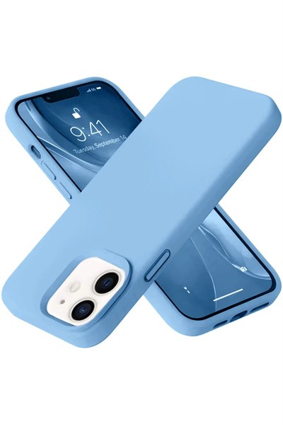 Mey İthalat®  iPhone 12 Kılıf Nano içi Kadife Silikon - Mavi