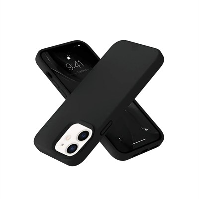 Mey İthalat®  iPhone 12 Kılıf Nano içi Kadife Silikon- Siyah