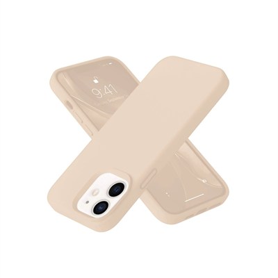 Mey İthalat®  iPhone 12 Kılıf Nano içi Kadife Silikon - Pudra