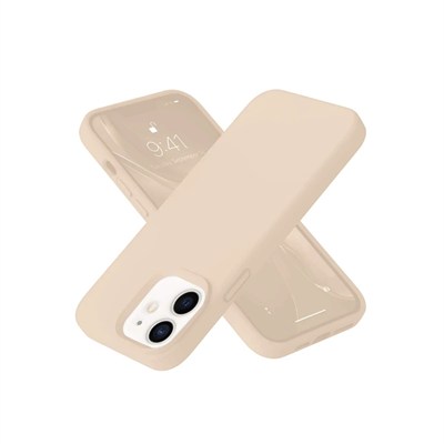 Mey İthalat®  iPhone 12 Kılıf Nano içi Kadife Silikon - Pudra