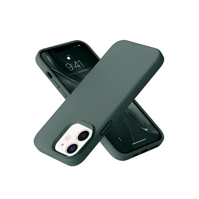 Mey İthalat®  iPhone 12 Kılıf Nano içi Kadife Silikon - Koyu Yeşil