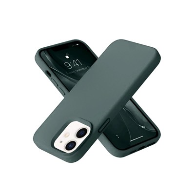 Mey İthalat®  iPhone 12 Kılıf Nano içi Kadife Silikon - Koyu Yeşil