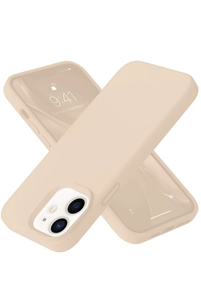 Mey İthalat®  iPhone 12 Kılıf Nano içi Kadife Silikon - Pudra