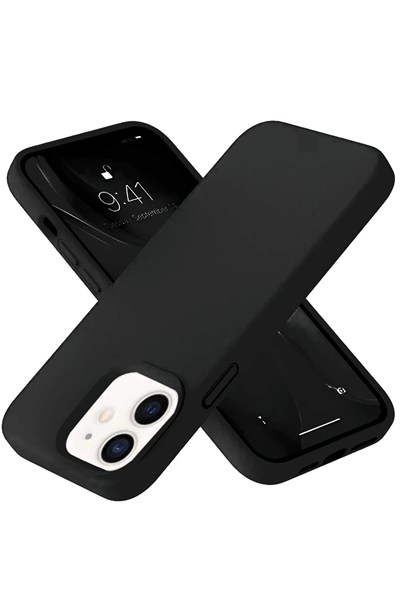 Mey İthalat®  iPhone 12 Kılıf Nano içi Kadife Silikon- Siyah