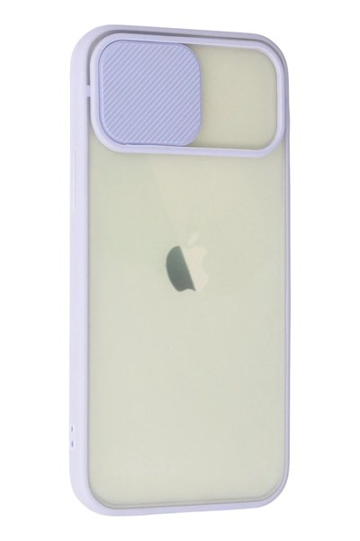Mey İthalat®  iPhone 12 Kılıf Palm Buzlu Kamera Sürgülü Silikon - Lila