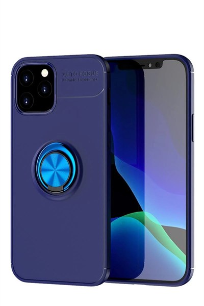 Mey İthalat®  iPhone 12 Kılıf Range Yüzüklü Silikon - Mavi