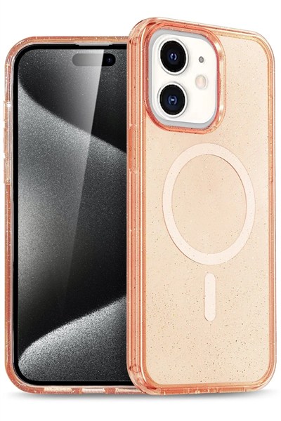 Mey İthalat®  iPhone 12 Kılıf Star Magsafe Kapak - Turuncu