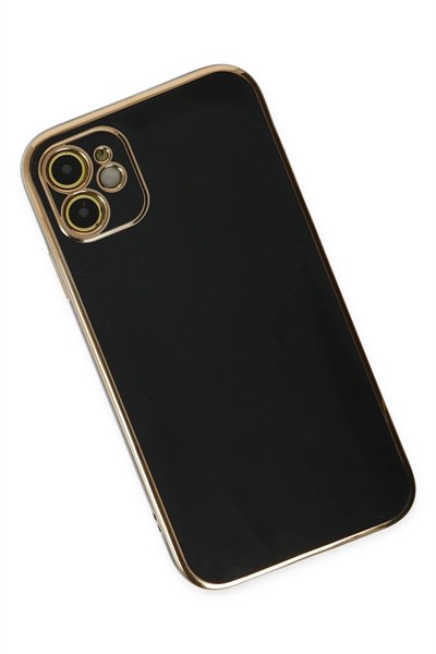 Mey İthalat®  iPhone 12 Kılıf Volet Silikon - Siyah