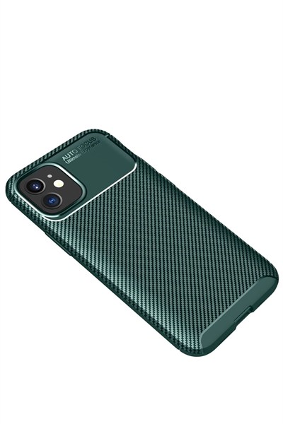 Mey İthalat®  iPhone 12 Mini Kılıf Auto Focus Karbon Kapak - Yeşil