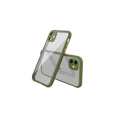 Mey İthalat®  iPhone 12 Mini Kılıf Miami Şeffaf Silikon - Koyu Yeşil