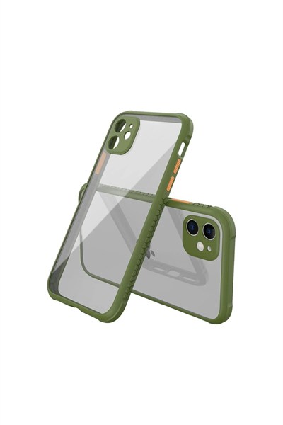 Mey İthalat®  iPhone 12 Mini Kılıf Miami Şeffaf Silikon - Koyu Yeşil